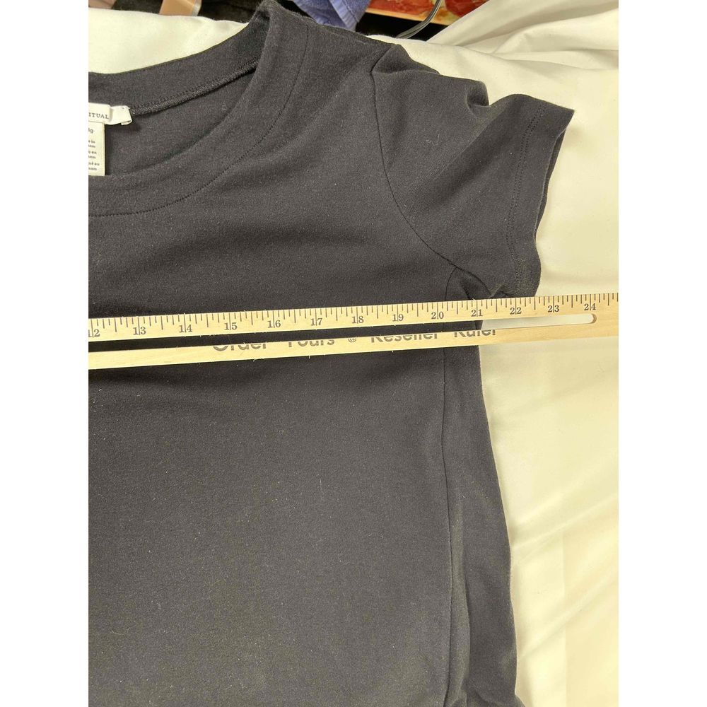 Daily Ritual Womens Black Short Sleeve Round Neck Lace Hem Dress Size 1X 41L 21B - Picture 7 of 7